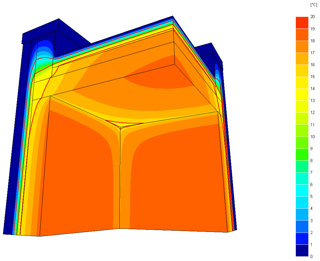 2D-3D Thermal evaluation of a roof junction